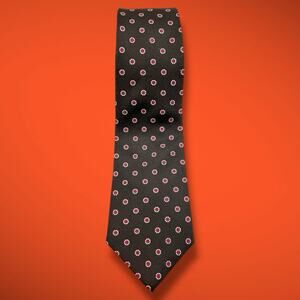 1980's Vintage Brown Orange Geometric Italian Silk Necktie Tie Retro Preppy OS